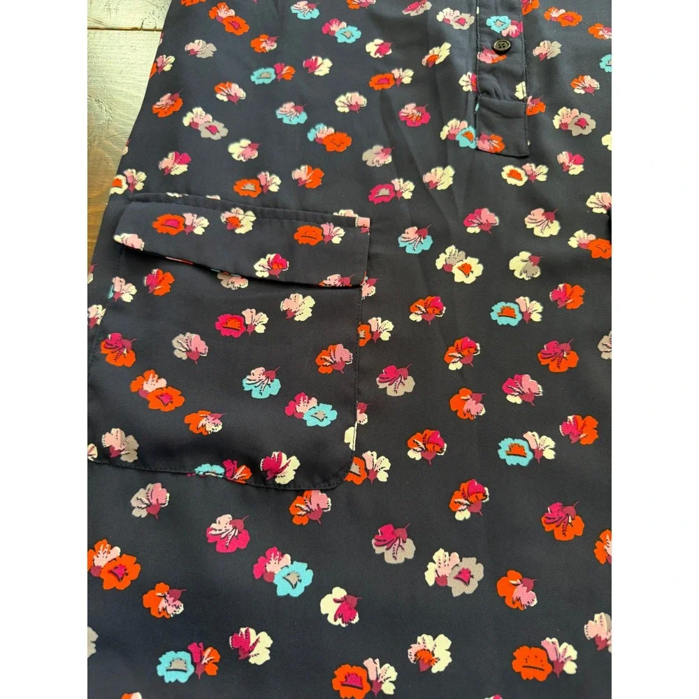 Artisan‎ NY Floral Print Sleeveless Shirt Dress | Navy Blue | Size 4
